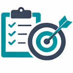 Innovation Management Process demonstrating an idea valuation with a checklist and bullseye