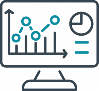 Computer terminal with charts and graphs